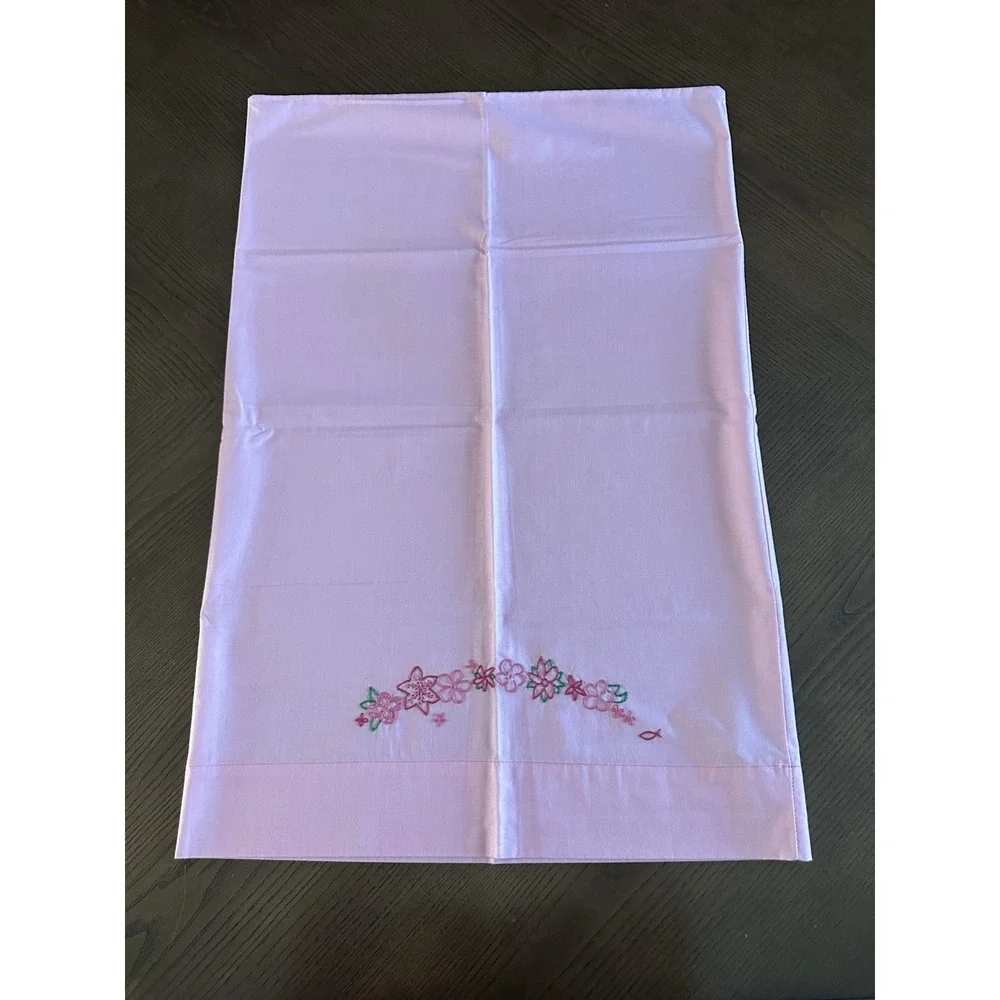 Vtg 2 Springmaid By Marvelaire 30'' x 20'' Pillowcase Pink Color‎ Floral Crochet